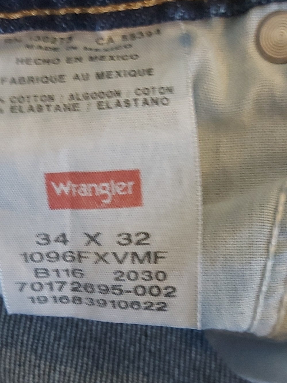 Wrangler Men’s Blue Denim Jeans - 34 x 32
